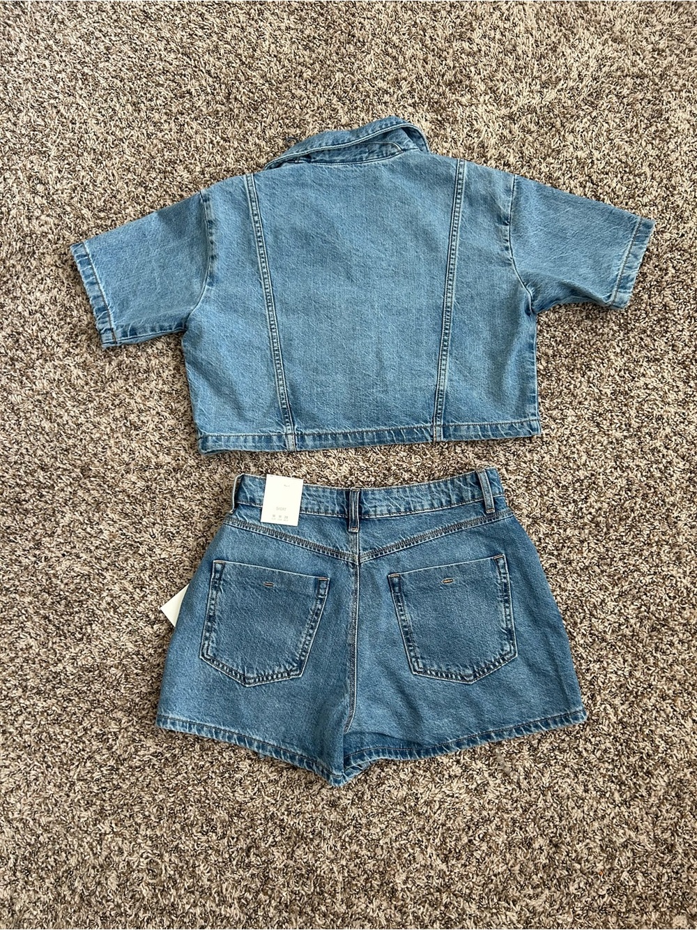 Zara Blue Denim Button-Up and Mini Skort Set - Picture 6 of 9
